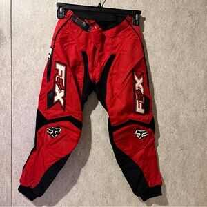 Fox Motor Cross Riding Pants Red Black with Removeable Pads Youth 12 14
